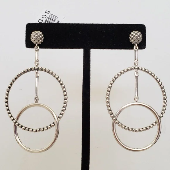 LAGOS Signature Caviar Sterling Silver Double Circle Drop Earrings - Picture 11 of 13